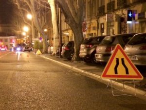 Pose de panneaux de signalisation temporaire